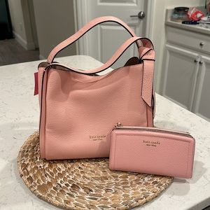 Kate Spade Coral Gable Pebbled Texture Knot Purse with Matching Wallet